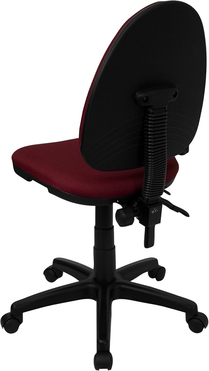 Flash Furniture Mid-Back Burgundy Fabric Multifunction Swivel Ergonomic Task Office Chair with Adjustable Lumbar Support
