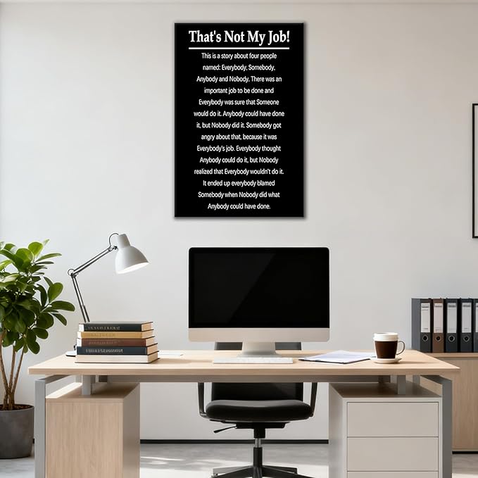 Motivational Office Canvas Wall Art for Workplace Accountability Mindset Teamwork That's Not My Job Positive Quotes Poster Print for Modern Home Bedroom Bathroom Stretched and Framed [12''Wx18''H]