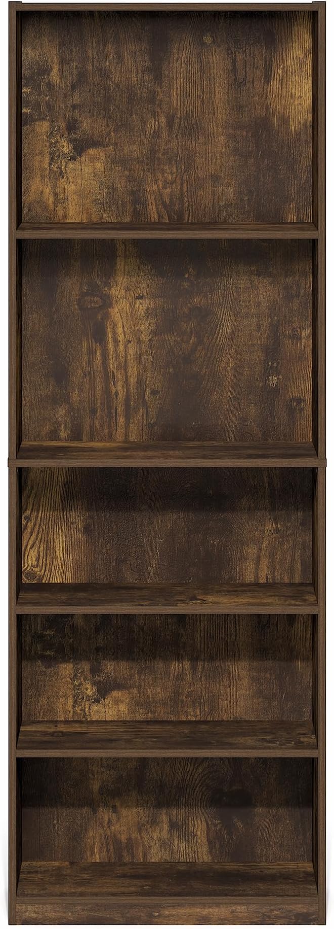 Furinno Jaya Book Shelf, 5-Tier Tall Book Shelf, Bookcase with Open Shelving, Standing Bookshelf, 9.5 x 24.6 x 71.1, for Organization and Storage, for Home Office, Living Room, Amber Pine