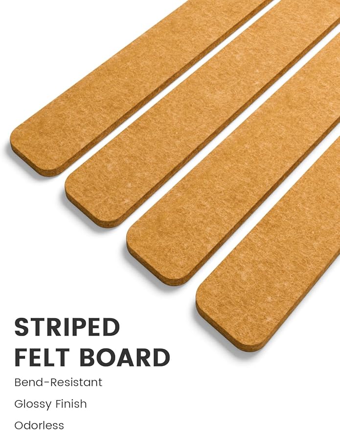 Fluxynara Cork Board Alternative Felt Strip Board 5-Pack 13"x2", Office Pin Board with 35 Push Pins, Adhesive Install for Bedroom Door & Home Office(Sunset Yellow)
