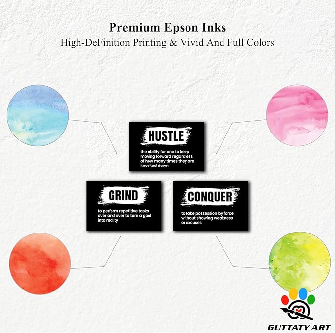 Office Wall Art - 3 Panel Motivational Wall Art, Inspirational Quotes Canvas Art for Home Office Wall Decor, Positive Quotes Wall Decor, Entrepreneur Grind Hustle Execution Poster Frame (16”x24”x3Pcs)