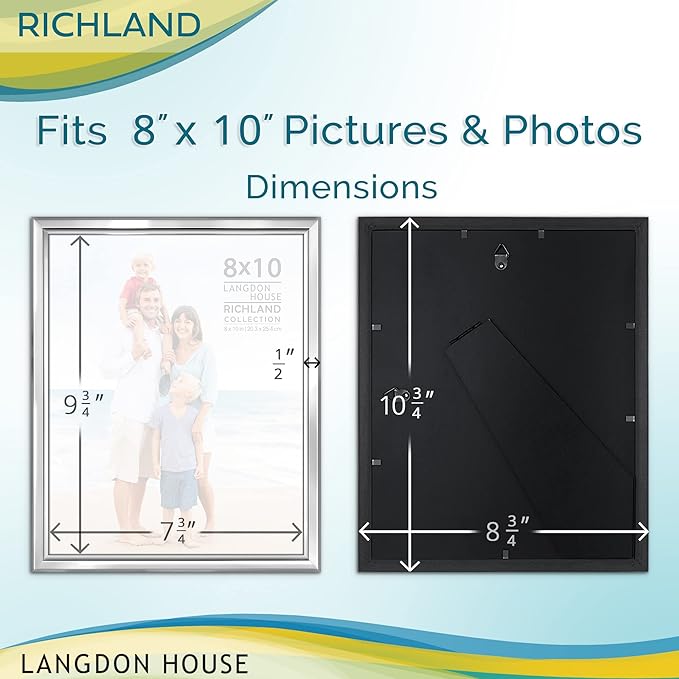 Langdon House 8x10 Silver Picture Frame - Distinguished Edging for Classic Style - Richland Collection