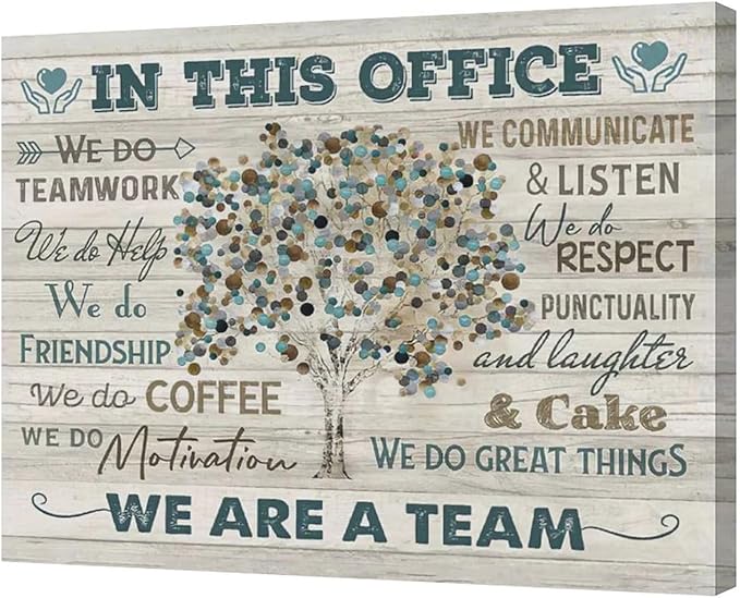 Yibuda In This Office Wall Art Motivational Quotes Pictures Wall Decor We Are A Team Canvas Painting Modern Room Office Decorations Artwork Framed Ready to Hang 24"x20"