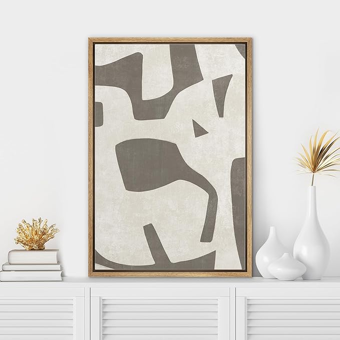 SIGNWIN Framed Canvas Print Wall Art Modern Geometric Abstract Stylish Illustrations Modern Art Minimal Multicolor for Living Room, Bedroom, Office - 24"x36" Natural