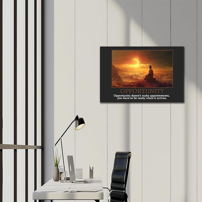 UZMKM - Office Wall Art, Motivational & Inspirational Quotes Canvas Wall Art for Home Office Wall Decor, Positive Quote Wall Decor, OPPORTUNITY Words Poster Frame for Company Wall Decor 24x36 Inch