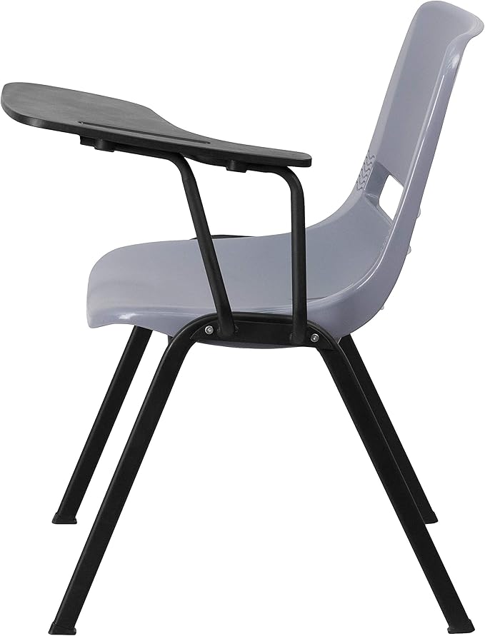 Flash Furniture Gray Ergonomic Shell Chair with Left Handed Flip-Up Tablet Arm