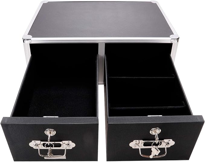 Vaultz Locking 5 x 8 Index Card Cabinet, Double Drawer, Black (VZ01397)
