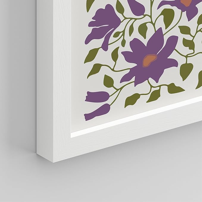 SIGNWIN Framed Poster Bathroom Decor, Wall Art Room Decor Multicolor for Living Room, Bedroom, Office Purple Female Portrait Lavender Flowers Vintage Illustrations Bohemian - 12"x16"x 8 White