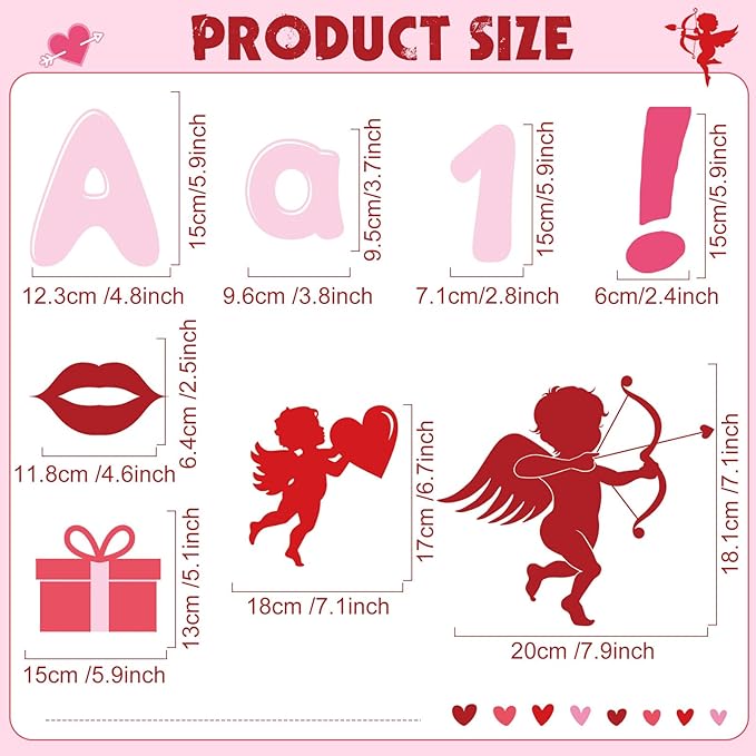 Kosiz Valentine's Day Bulletin Board Decoration Set 118 ft Scalloped Large Bulletin Board Borders Classroom Poster Border Trim with 257 Pcs Letter Number Symbol Cutout for School Decor