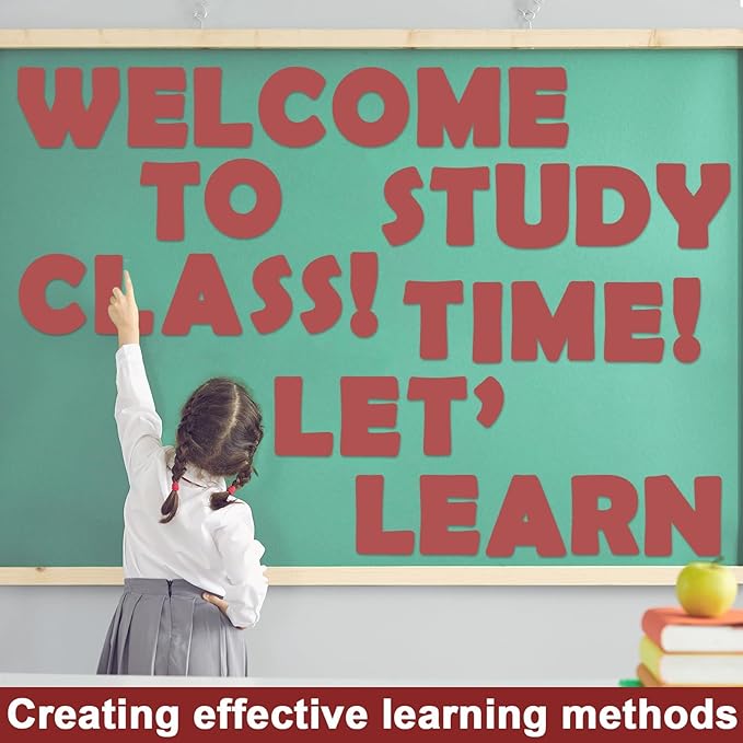 Qyeahkj 150 PCS Large 7" Font Letters and Punctuation Set, Dark Red Classroom Alphabet Cutout for Bulletin Board Display Home School Decoration, A Great Helper to Inspire Students' Learning Interest