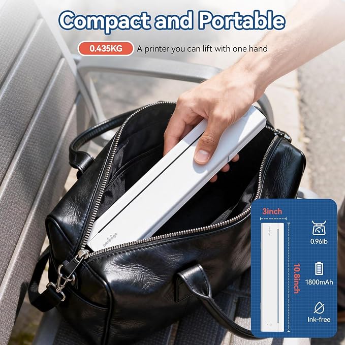 PeriPage P85 Portable A4 Thermal Printer, Wireless Bluetooth Inkless Printer, Compact Mobile Printer for Travel Office Home, Compatible with iOS Android Laptop, 304DPI Clear Printing