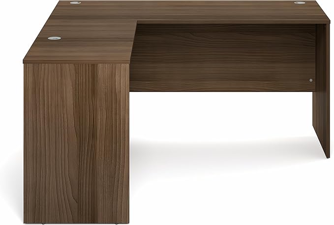 Furinno Roger 60 Inch L-Shaped Office Desk, Executive Desk with Reversible Desk Return, Modesty Panel, Desk Cord Grommet, Scratchproof, for Home Office, Modern Walnut