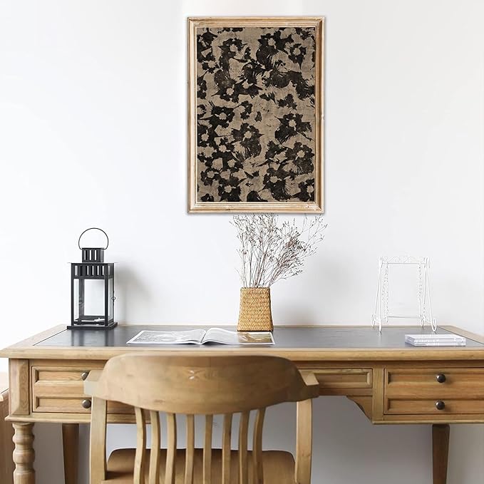 Abstract Canvas Wall Art Neutral Abstract Floral Print Vintage Minimalist Modern Neutral Botanical Wall Art Hand Painted Black Blooming Flowers Artwork Poster for Living Room Bedroom Office Unframed