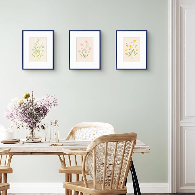 Golden State Art 8x10 Picture Frame 6 Pack - Navy Blue Aluminum Photo Frames With 5x7 Mats and Real Glass Cover - Elegant Minimalist Wall Gallery Frames for Home or Office Decor