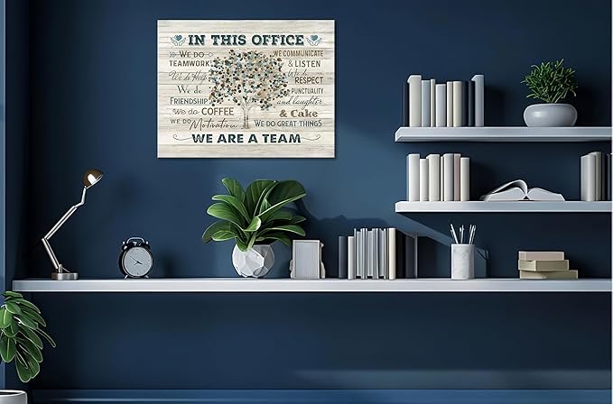 Yibuda In This Office Wall Art Motivational Quotes Pictures Wall Decor We Are A Team Canvas Painting Modern Room Office Decorations Artwork Framed Ready to Hang 16"x12"