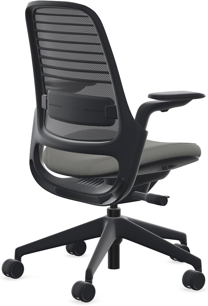 Steelcase Series 1 Office Chair - Ergonomic Work Chair with Wheels for Carpet - Helps Support Productivity - Weight-Activated Controls, Back & Arm Support - Easy Assembly - Licorice + Night Owl Era