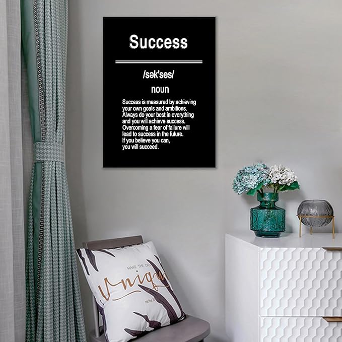 Motivational Canvas Poster Wall Art Inspirational Success Entrepreneur Quotes Picture Painting Wall Decor Artwork for Modern Home Bedroom Office Workplace Stretched and Framed [18''Hx24''W]