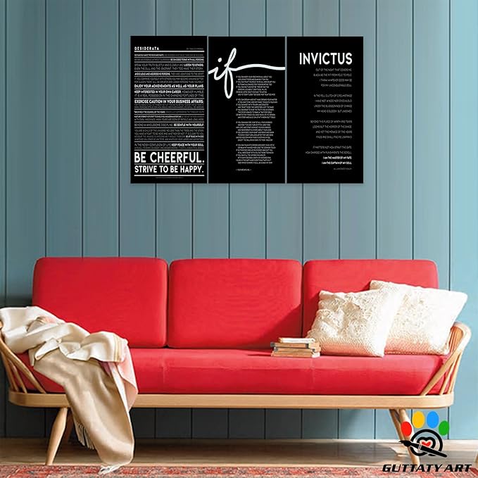 Office Wall Art by Three Panel Motivational Art, Inspirational Quote Canvas Prints, Positive Quote Words for Home Office, Entrepreneur Framed Posters 20”x30”x3Pcs