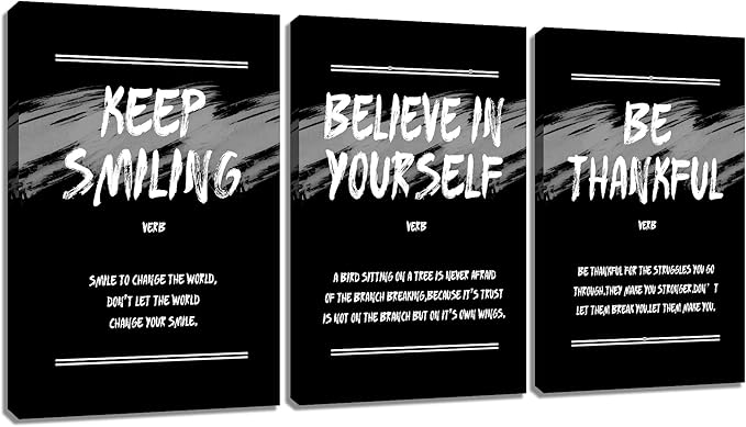 3 Pieces Inspirational Canvas Wall Art Picture Print Wall Decor Motivational Quotes Poster Painting Wall Decor Artwork for Modern Hone Living Room Workplace Office Ready to Hang [72''Wx 36''H]