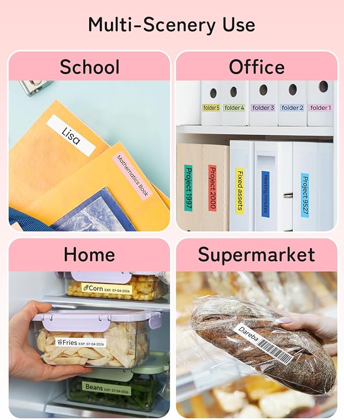 Phomemo Label Maker Machine with Tape, P12 Ribbon Printer Machine Small Bluetooth Label Makers with Multiple Templates for DIY Crafts, Bows Gift Wrap, School, Name Tag, Home, Office, Kitchen, Outdoor