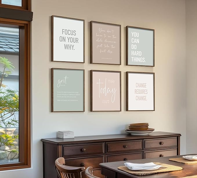 Inspirational Motivational Office Decor Posters Prints Unframed Set of 6, Minimalist Pastel Wall Art Print Decor, Positive Affirmations Team Teamwork Difference Maker Wall Picture,12"x16"unframed