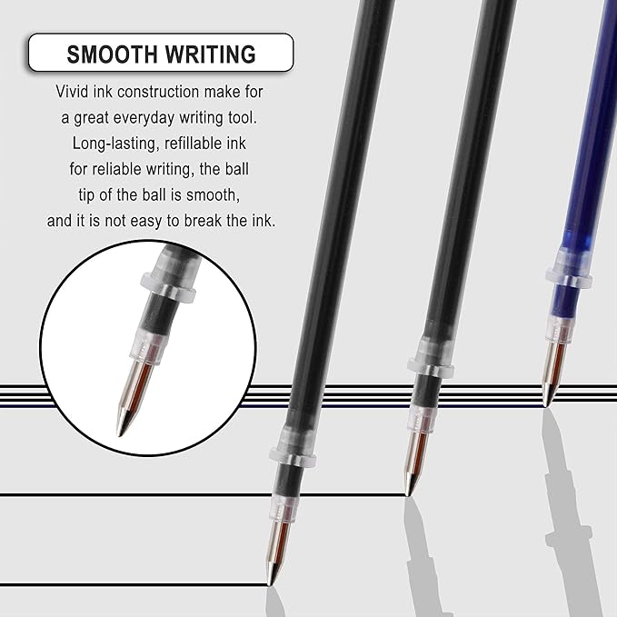 MiSiBao Gel Ink Rollerball Pens Refills Medium Point Pens Refill Work Pen Smooth Writing for Office, Pack of 20 (15 Black Ink and 5 Blue Ink)
