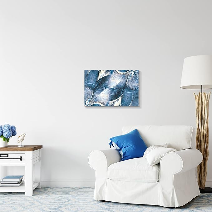 Wall Art Canvas Abstract Art Paintings Blue Circle Graffiti on White Background Modern Artwork Decor for Living Room Bedroom Kitchen 30x20in