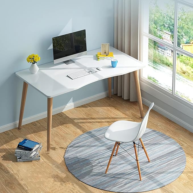 27.5 Inches Small Computer Desk for Home Office,Modern Simple Style for Home Office Study,Study Student Writing Desk,Home Office Desks,4 Curved Table Corner Protection,White (White)