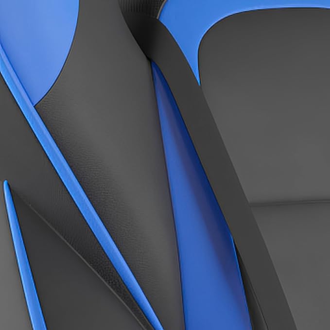 Flash Furniture X40 Gaming Chair Racing Computer Chair with Fully Reclining Back/Arms and Transparent Roller Wheels, Slide-Out Footrest, - Black/Blue