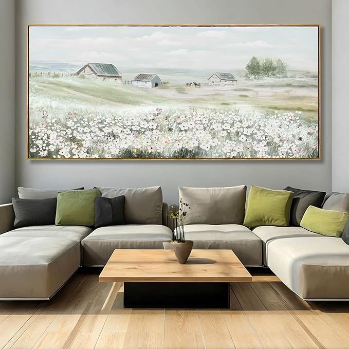 VAYIMDH Green Wall Art Landscape Decorative Pictures Animal Canvas Artwork 40"x86" Wall Decorations for Bedroom Large Poster for Living Room