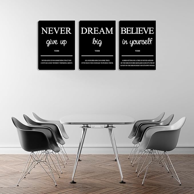 Motivational Wall Art for Office Inspirational Canvas Painting Pictures Print Poster Wall Decor Black Framed Artwork Decorations for Living Room Bedroom Gym Home Decor (48”Wx24”H)