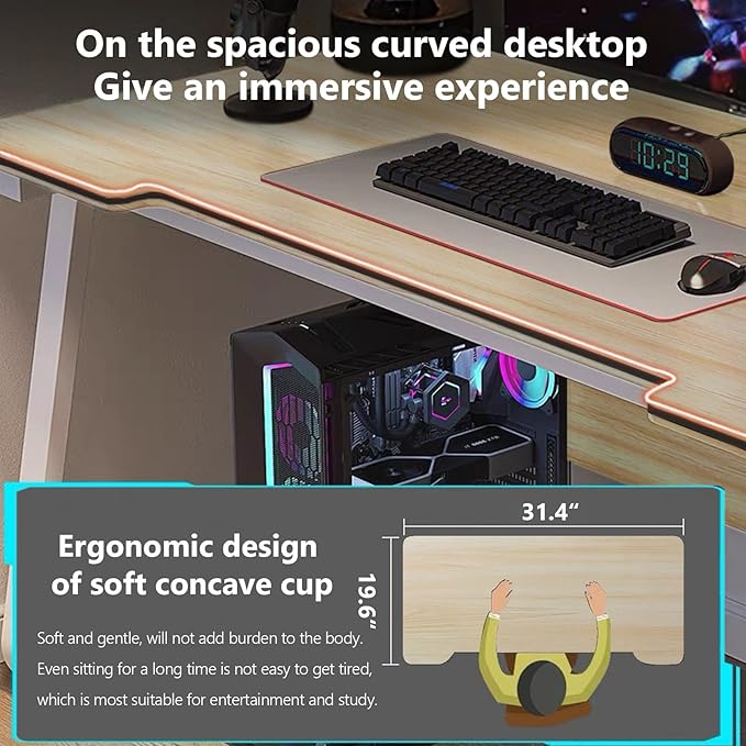 Gaming Desk Computer Writing Table Student Art Modren Simple Style PC Wood Suitable for Home, Office
