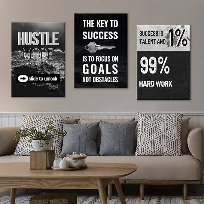 Inspirational Wall Art Motivational Quotes Posters Print on Canvas Inspiring Sign Picture Painting Wall Decor Artwork for Modern Home Living Room Gym Hallway Office Stretched and Framed [60''Wx28''H]