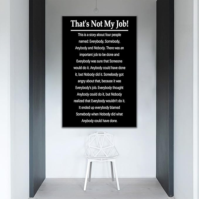 DINGFUN That's Not My Job Quote Inspirational Canvas Wall Art for Office Poster Team Building Accountability Picture Print for Living Room Workplace Classroom Conference Room Decor [24''Wx36''H]