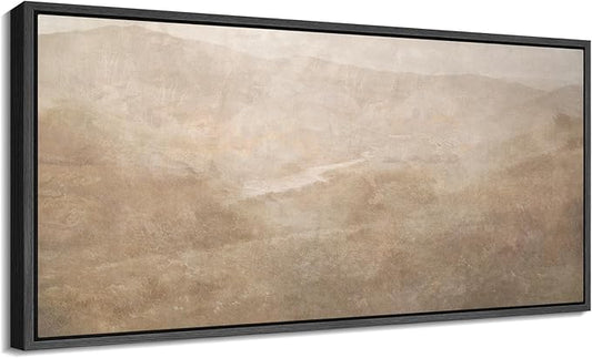 SIGNFORD Extra Large Framed Canvas Soft Sandstone Valley Abstract Landscape Illustrations Modern Art Calm Warm for Living Room, Bedroom, Office - 60"x30"
