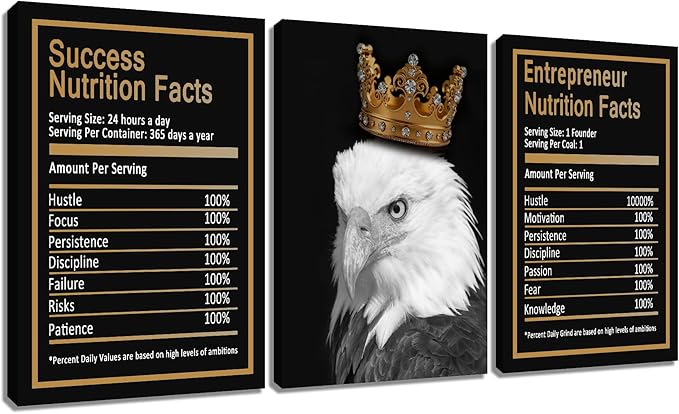 Eagle Motivational Canvas Wall Art Home Decor for Office Inspirational Entrepreneur Quote Poster Print Modern Positive Picture Painting for Living Room Gym Artwork Stretched and Framed [72''Wx 36''H]
