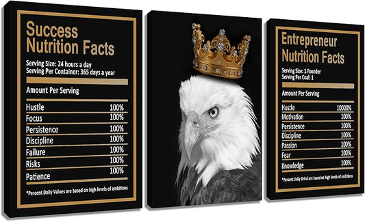 Eagle Motivational Canvas Wall Art Home Decor for Office Inspirational Entrepreneur Quote Poster Print Modern Positive Picture Painting for Living Room Gym Artwork Stretched and Framed [72''Wx 36''H]