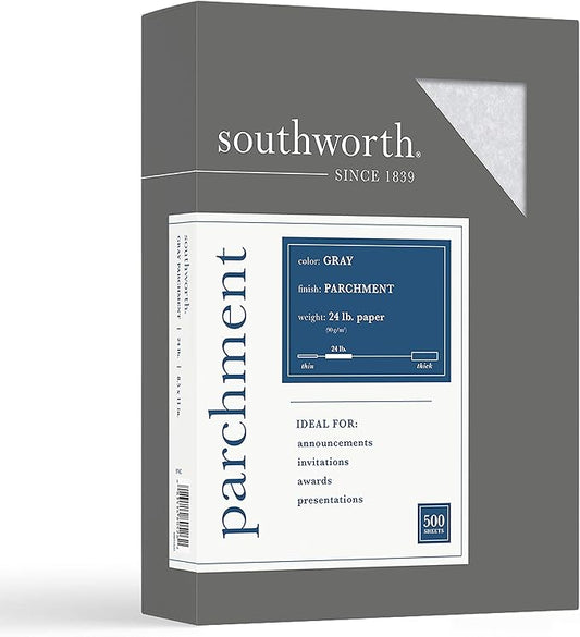 Southworth® Parchment Specialty Paper, 24 Lb., 8 1/2" x 11", Gray, Pack Of 500
