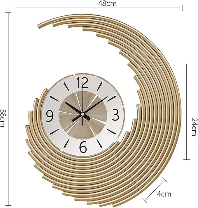 Wall Clock 3D Wall Clocks, Modern Metal Creative Quartz Clock Silent Non Ticking Large Home Decoration Wall Clock,for Home Kitchen Living Room Office Clock (One Color 48X58CM)