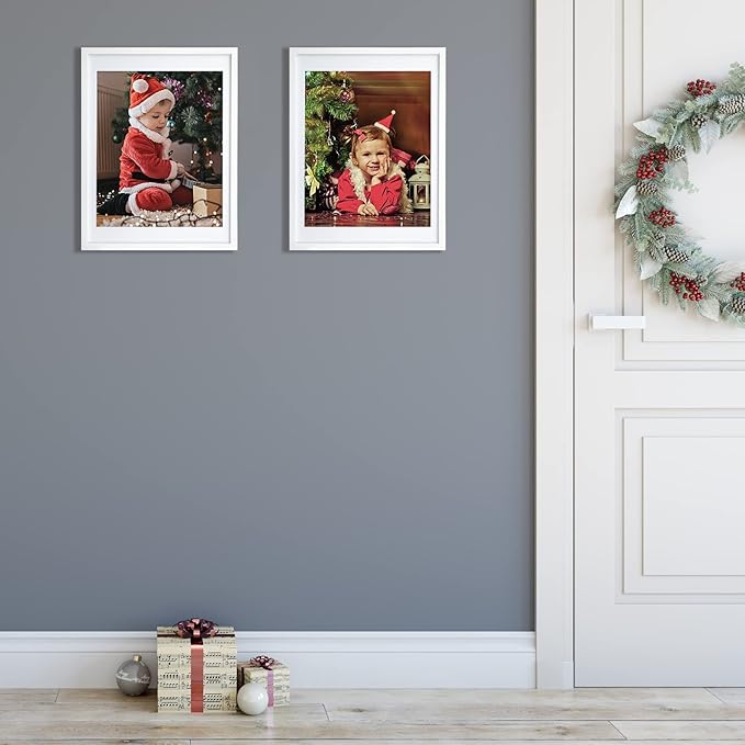 Egofine 18x24 Frames Set of 2 Matted for 16x20 White Poster Frame Made of Solid Wood - Acrylic Plexiglass Front for Wall Mounting Hanging Picture Frame Vertically or Horizontally