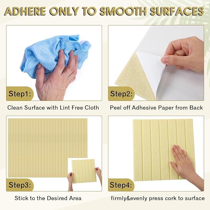Honoson 12 Pack 47" x 35" Large Cork Board Alternative Felt Bulletin Board Wall Tiles with Safe Square Adhesive Large Roll Cork Tiles for Walls Organize Home Office Classroom Pin Panels (Light Yellow)
