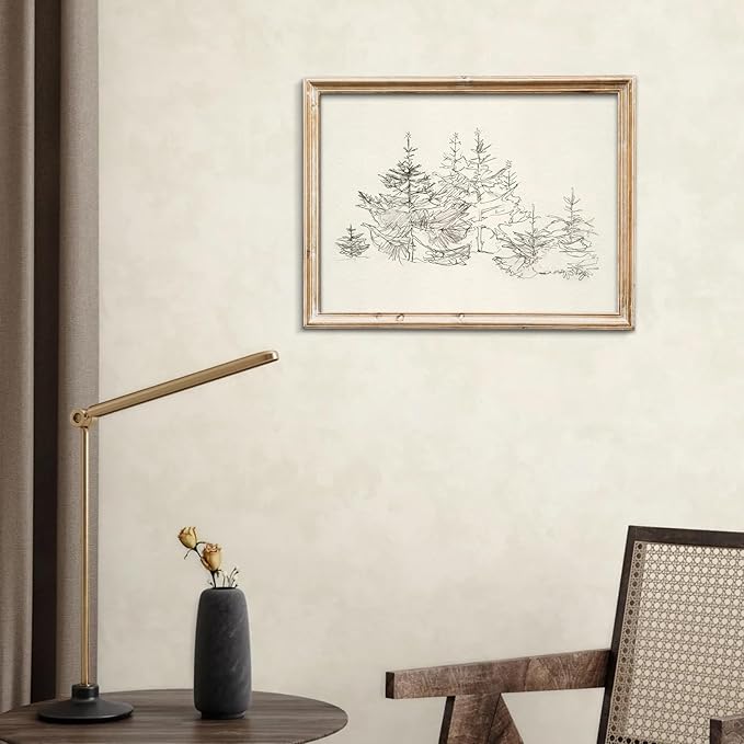 uniro Pine Tree Vintage Wall Art Gray Prints - Classical Naturalist Tree Landscape Print - Pine Trees Sketch Canvas Wall Art Decor Rustic Farmhouse Wall Decor - Minimalist Mid Century Wall Art Painting Picture Aesthetic for Bedroom Bathroom Living Room...