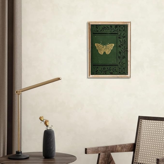 uniro Vintage Butterfly Posters Wall Art Beautiful Butterfly Wall Art Decor Emerald Green Old Bookcover Art Print Canvas Print Posters Art Minimalist Multicolor Cool for Living Room, Bedroom, Office(8" x 10"-UNFRAMED)