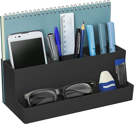 Acrimet Desktop Organizer - Multi Organizer Caddy Holder for Office, Home and School use (Plastic) (Black Color)