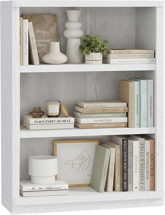 Rresyet 3 -Tier Bookcase, 42" Tall Book Shelf, 31” Wide Bookshelves, Wooden Bookcase Display Storage for Home Office, Living Room and Study Room (White)