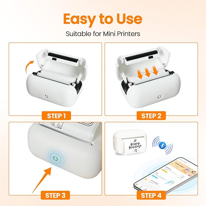 Label Maker Machine with Tape: Bluetooth Sticker Printer Supports Printing Multiple Labels, Versatile App with Fonts and Icons for Home, Kitchen, School, Office Organization, White