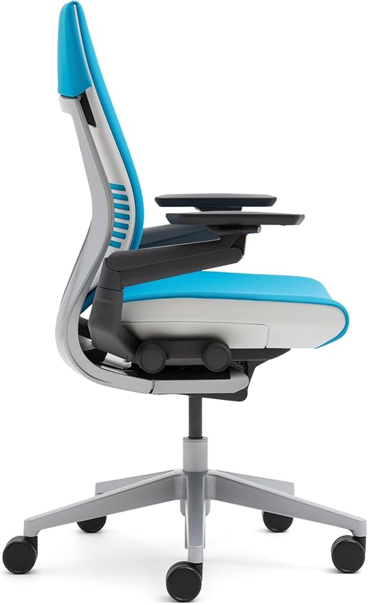 Steelcase Gesture Office Chair - Buzz2 Black Upholstered Wrapped Back Black Frame Medium Seat Black Seat/Back/Arms Hard Floor Caster Wheels