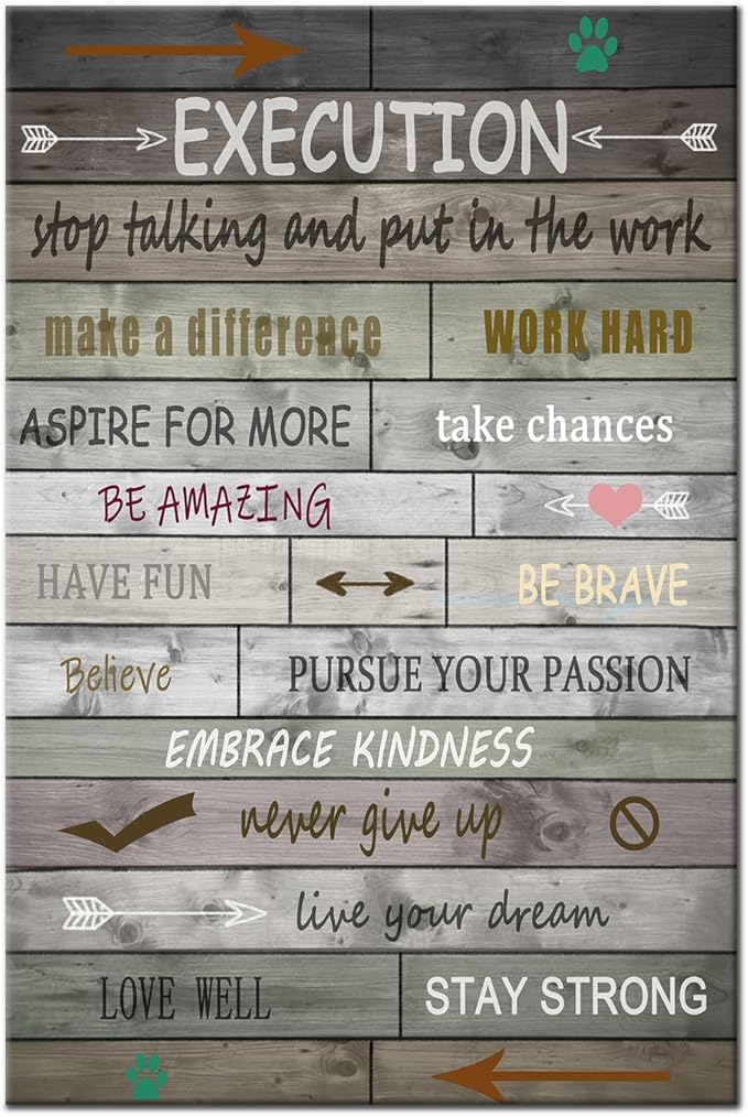 Office Wall Decor Inspirational Wall Art Execution Inspiring Positive Quotes Canvas Poster Print for Bedroom Living Room Gym Office Wall Decoration Artwork [24''Wx36''H]