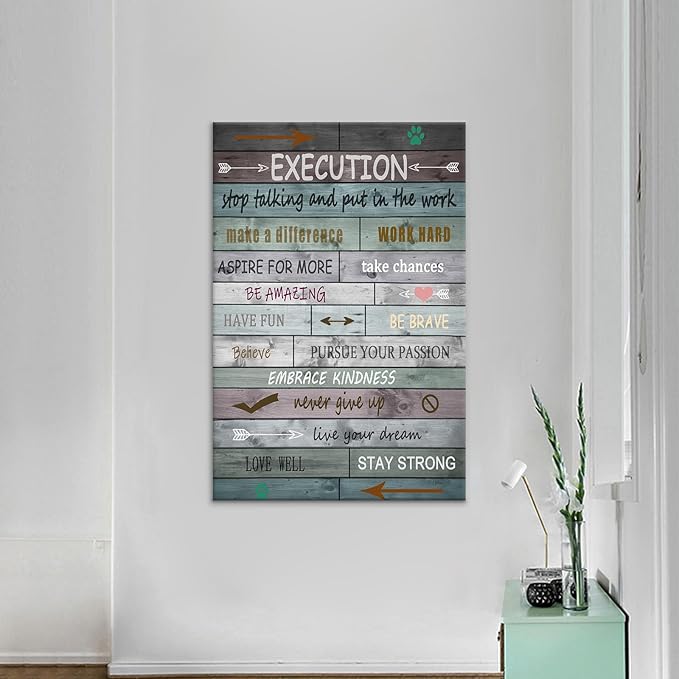Inspirational Canvas Poster Print Wall Art Office Decor Motivational Quotes Picture Painting Artwork for Modern Home Living Room Classroom Workplace Wall Decoration Stretched and Framed [24''Wx36''H]