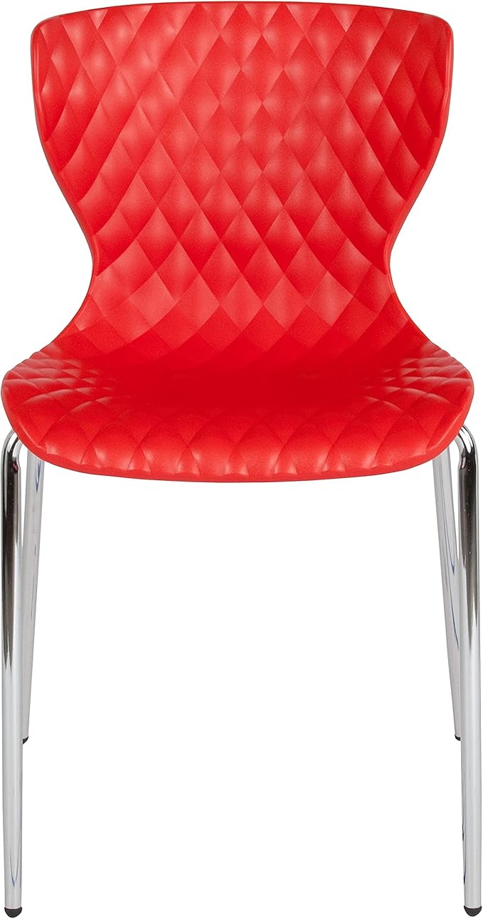 Flash Furniture 4 Pack Lowell Contemporary Design Red Plastic Stack Chair